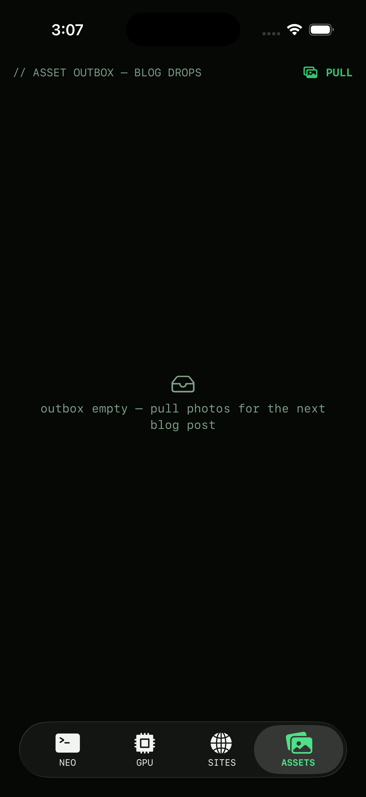 Assets outbox tab